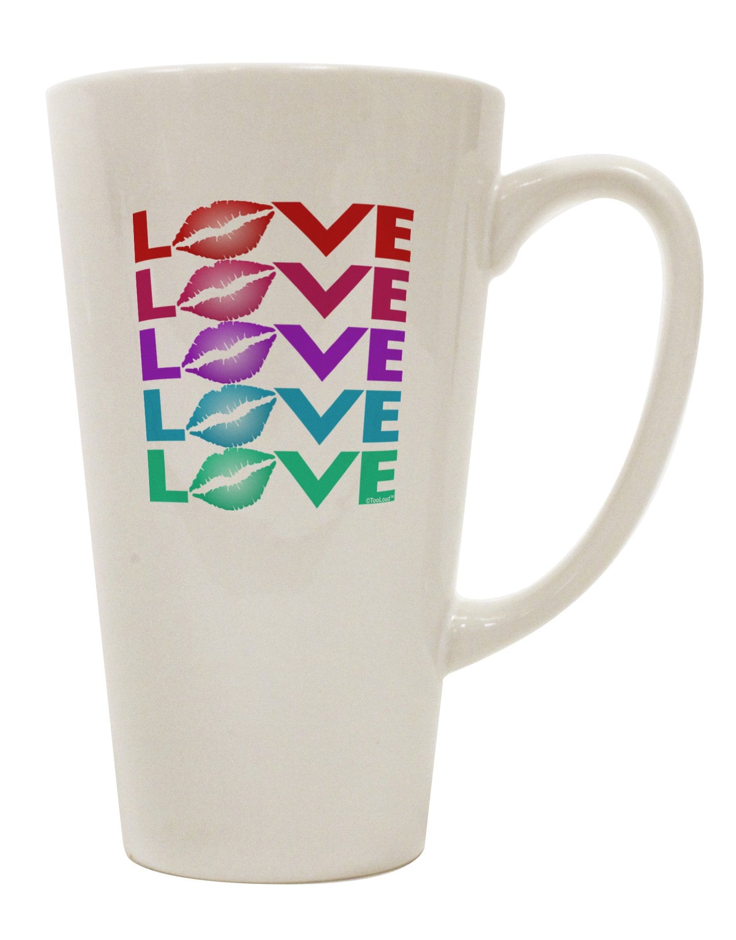 Vibrant Affectionate Kisses 16 Ounce Conical Latte Coffee Mug - TooLoud-Conical Latte Mug-TooLoud-White-Davson Sales
