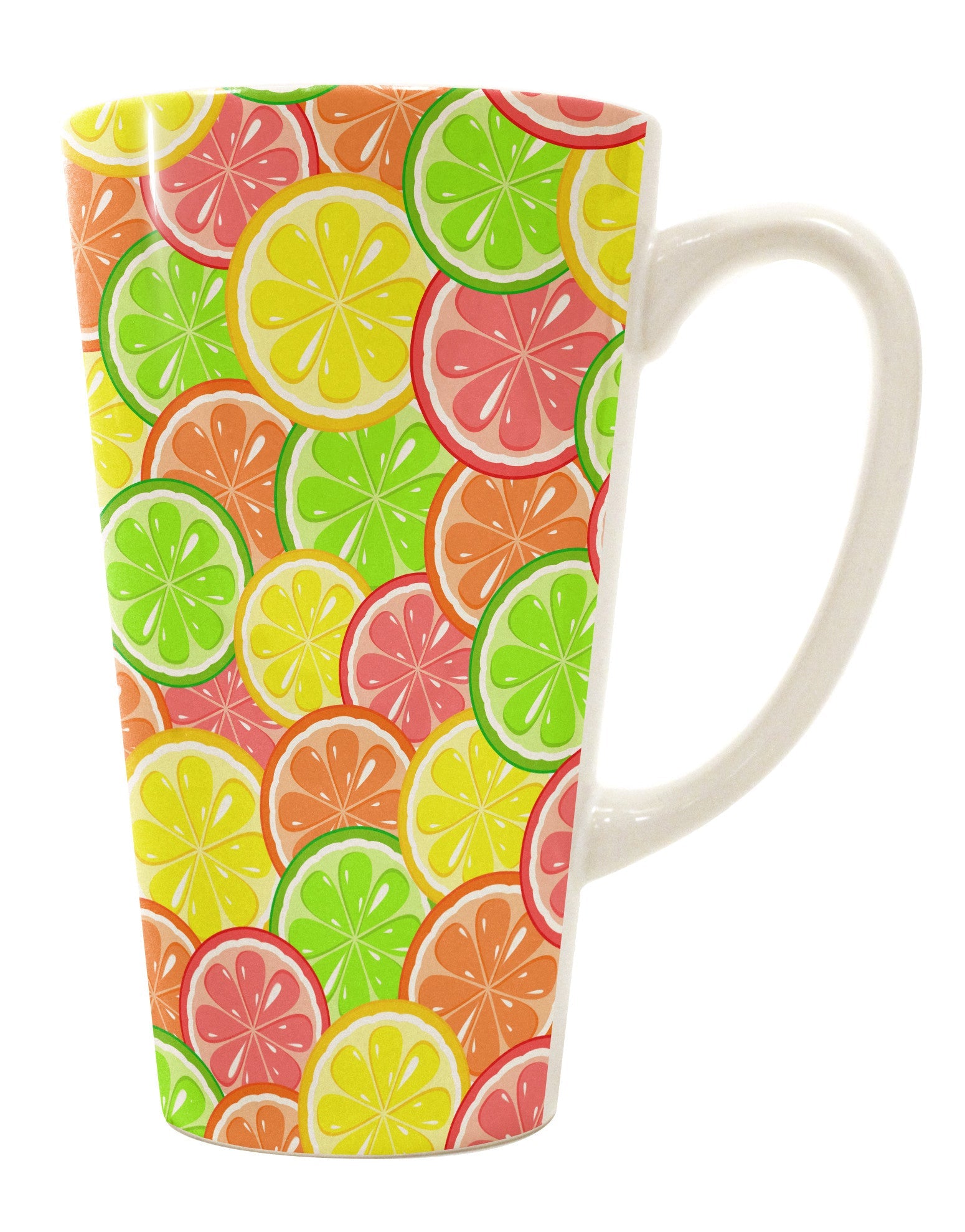 Vibrant Citrus Fruit 16 Ounce Conical Latte Coffee Mug - TooLoud-Conical Latte Mug-TooLoud-White-Davson Sales