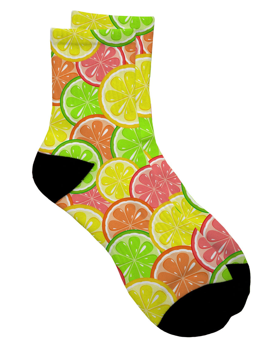 Vibrant Citrus Fruit Patterned Adult Short Socks - TooLoud-Socks-TooLoud-White-Ladies-4-6-Davson Sales