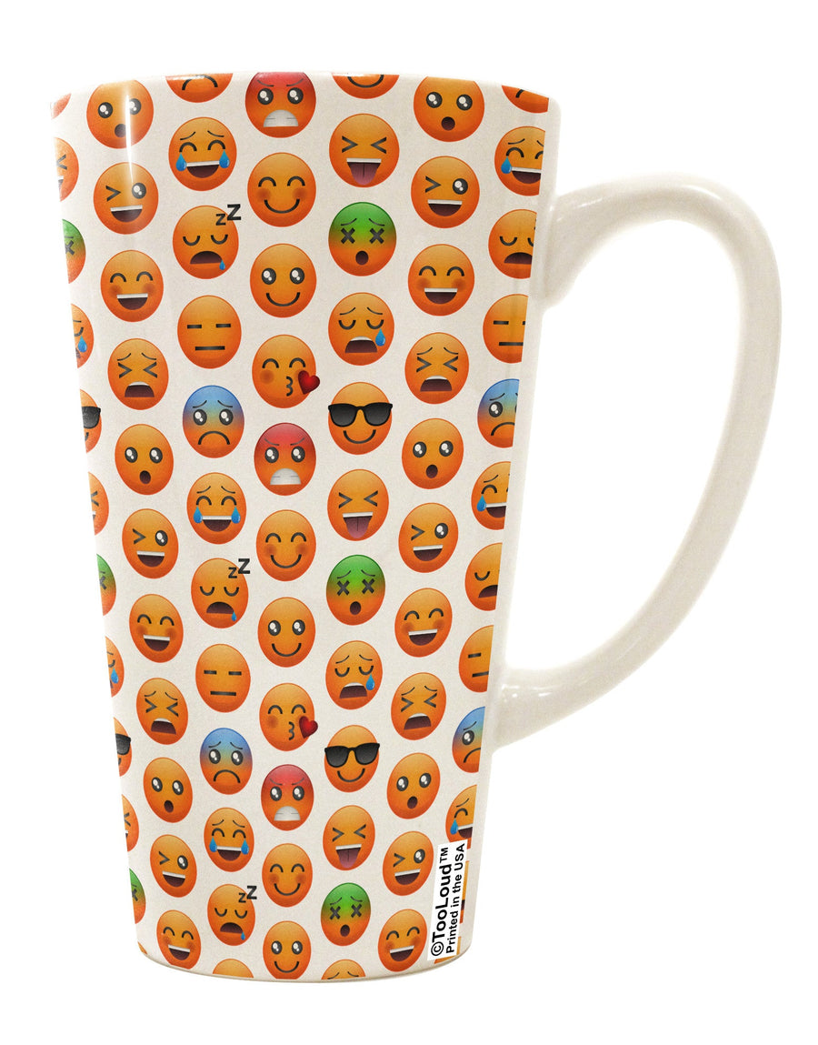 Vibrant Emojis AOP 16 Ounce Conical Latte Coffee Mug - Perfect for Expressive Sips TooLoud-Conical Latte Mug-TooLoud-White-Davson Sales