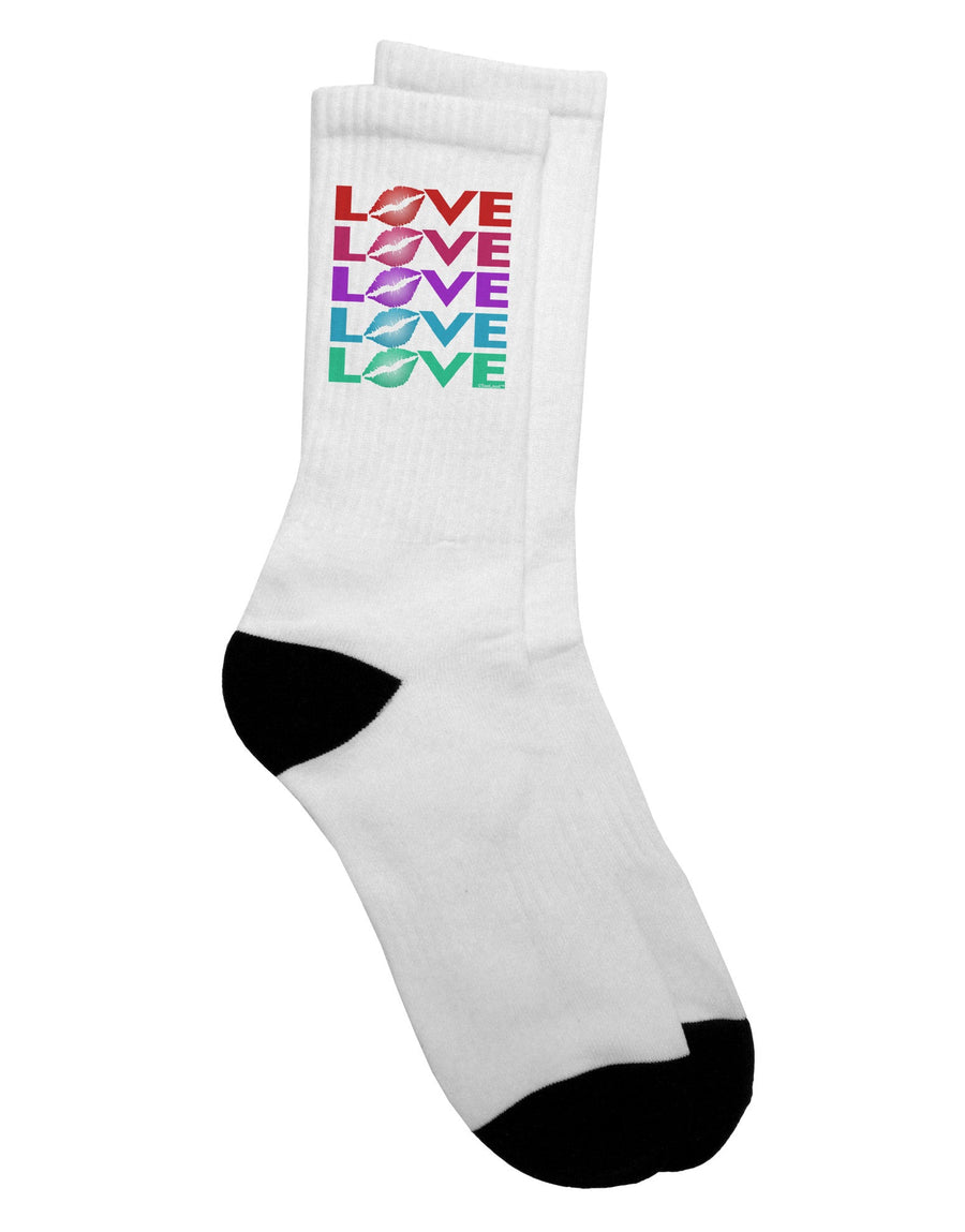 Vibrant Love Kisses Adult Crew Socks - TooLoud-Socks-TooLoud-White-Ladies-4-6-Davson Sales