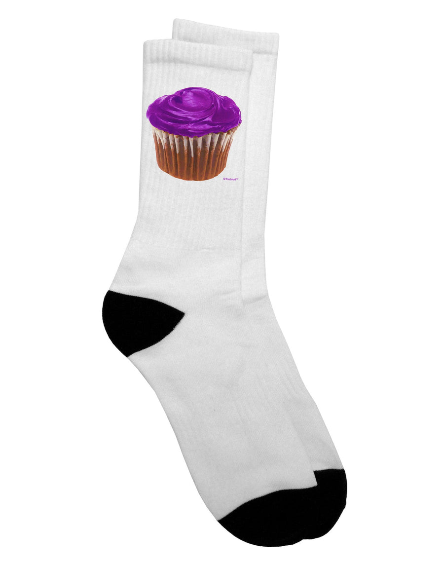 Vibrant Oversized Purple Cupcake Crew Socks for Adults - TooLoud-Socks-TooLoud-White-Ladies-4-6-Davson Sales