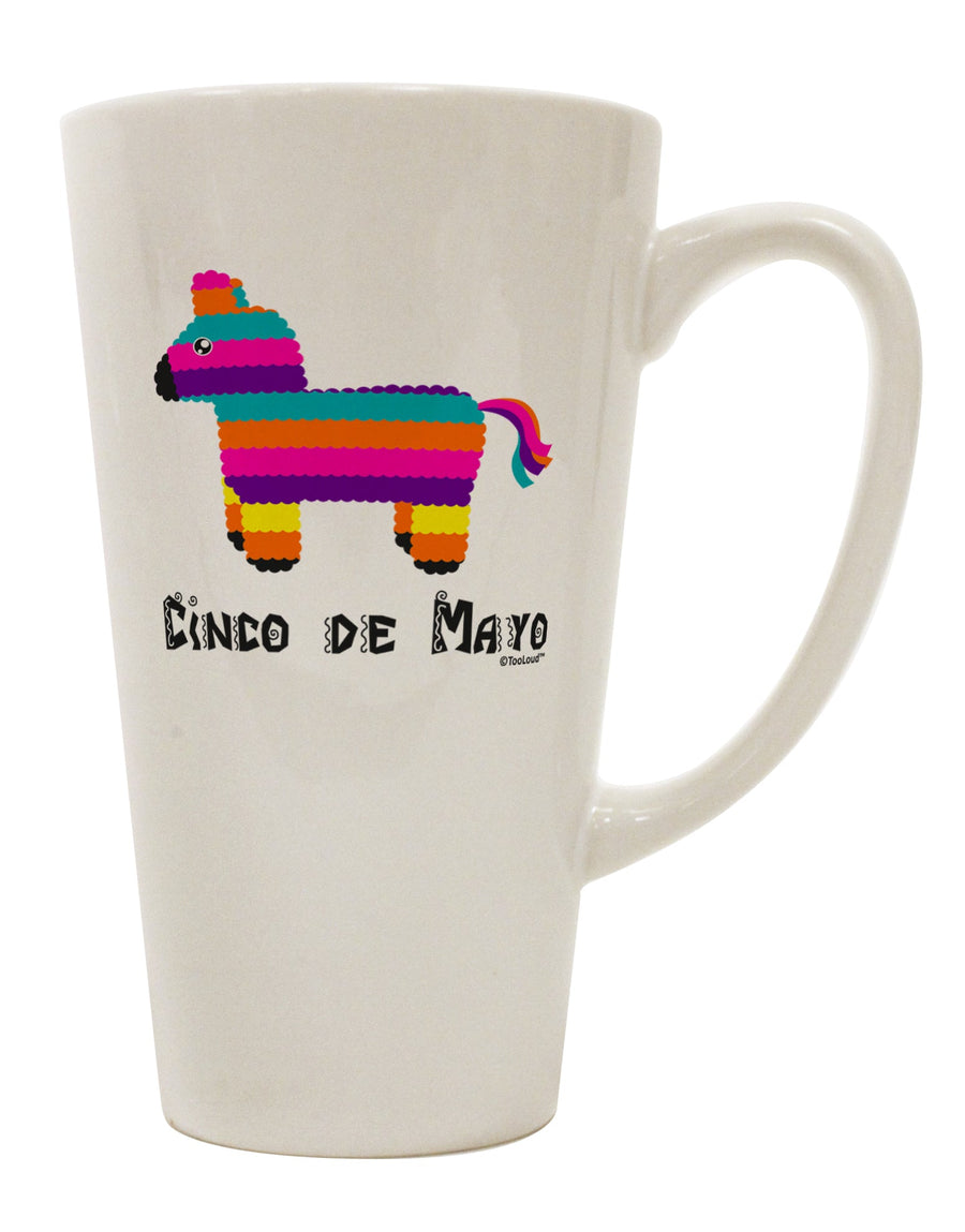 Vibrant Pinata-inspired Design - Celebrate Cinco de Mayo with our 16 Ounce Conical Latte Coffee Mug by TooLoud-Conical Latte Mug-TooLoud-White-Davson Sales