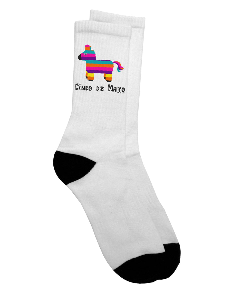 Vibrant Pinata Pattern - Cinco de Mayo Crew Socks for Adults by TooLoud-Socks-TooLoud-White-Ladies-4-6-Davson Sales