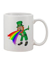 Vibrant Puking Rainbow Leprechaun Design on an 11 oz Coffee Mug - TooLoud-11 OZ Coffee Mug-TooLoud-White-Davson Sales