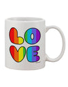 Vibrant Rainbow LOVE Text Adorned 11 oz Coffee Mug - Expertly Crafted by TooLoud-11 OZ Coffee Mug-TooLoud-White-Davson Sales