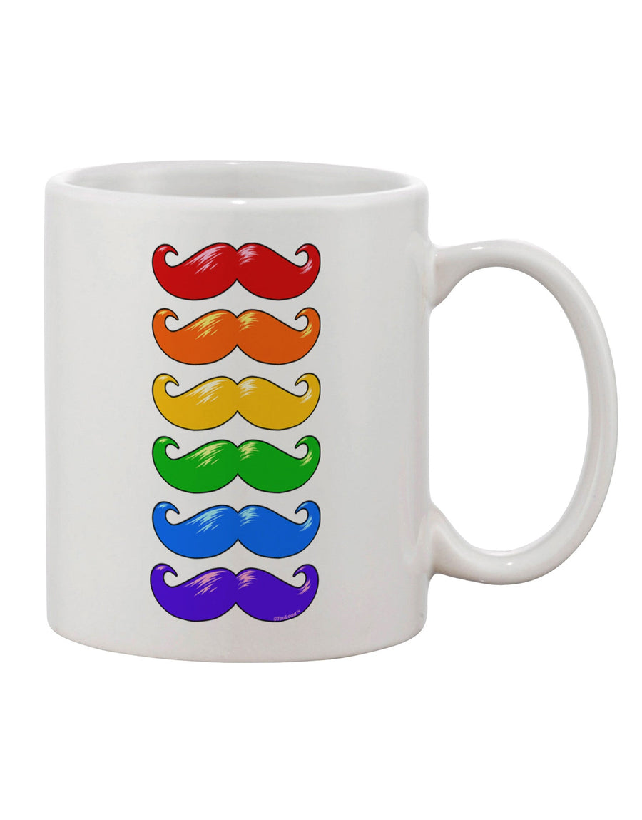 Vibrant Rainbow Mustaches Adorned 11 oz Coffee Mug - TooLoud-11 OZ Coffee Mug-TooLoud-White-Davson Sales