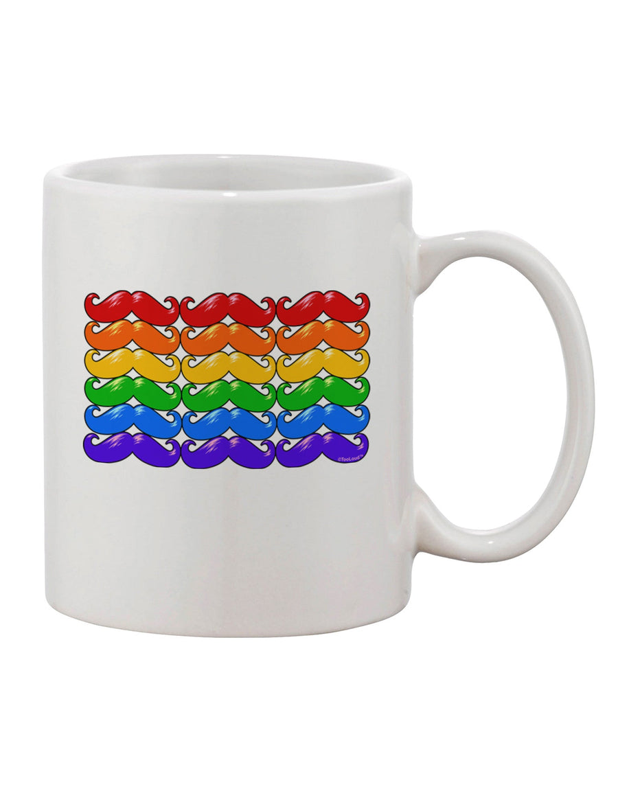 Vibrant Rainbow Mustaches Gay Pride Flag Printed 11 oz Coffee Mug - Expertly Crafted Drinkware-11 OZ Coffee Mug-TooLoud-White-Davson Sales