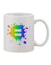 Vibrant Rainbow Paint Splatter Design on an 11 oz Coffee Mug - Expertly Crafted by TooLoud-11 OZ Coffee Mug-TooLoud-White-Davson Sales