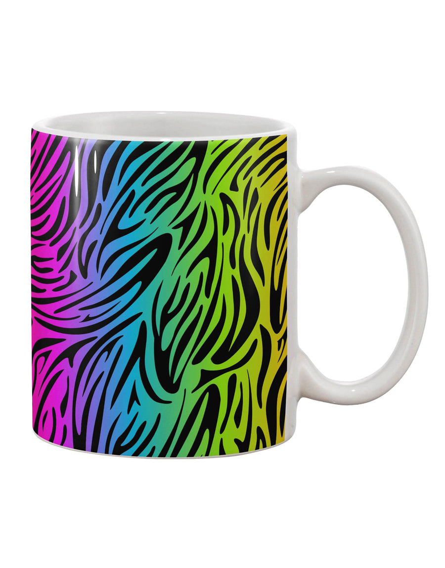 Vibrant Rainbow Zebra Print 11 oz Coffee Mug - Perfect for All Over Print Enthusiasts TooLoud-11 OZ Coffee Mug-TooLoud-White-Davson Sales