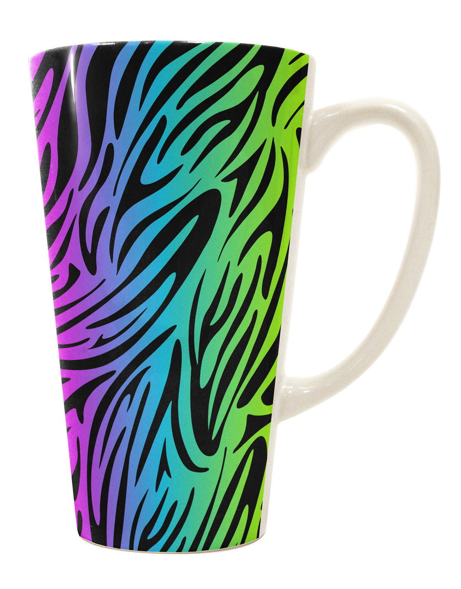 Vibrant Rainbow Zebra Print 16 Ounce Conical Latte Coffee Mug - Perfect for the Bold and Adventurous Drinkers - TooLoud-Conical Latte Mug-TooLoud-White-Davson Sales