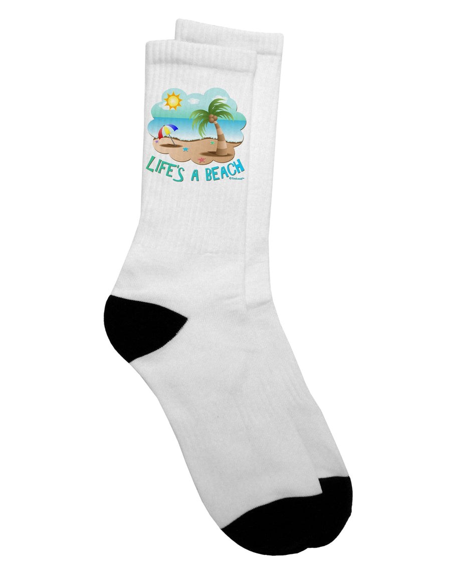 Vibrant Summer Beach Landscape - Life's a Beach Crew Socks for Adults by TooLoud-Socks-TooLoud-White-Ladies-4-6-Davson Sales