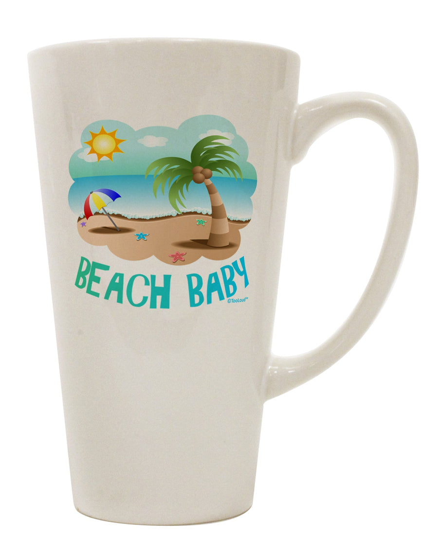 Vibrant Summer Beachscape - Beach Baby 16 oz Conical Latte Coffee Mug by TooLoud-Conical Latte Mug-TooLoud-White-Davson Sales