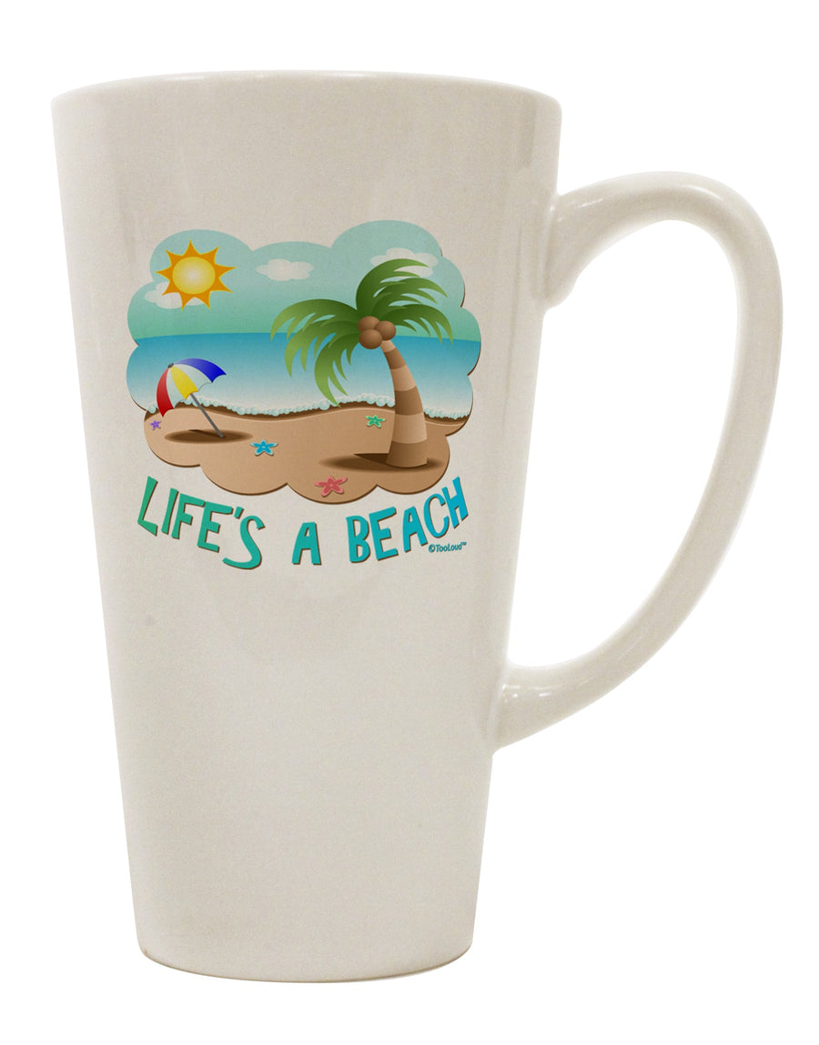 Vibrant Summer Beachscape - Life's a Beach 16 oz Conical Latte Coffee Mug by TooLoud-Conical Latte Mug-TooLoud-White-Davson Sales