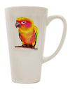 Vibrant Sun Conure Parrot Watercolor 16 Ounce Conical Latte Coffee Mug - Perfect for Bird Enthusiasts and Coffee Lovers TooLoud-Conical Latte Mug-TooLoud-White-Davson Sales