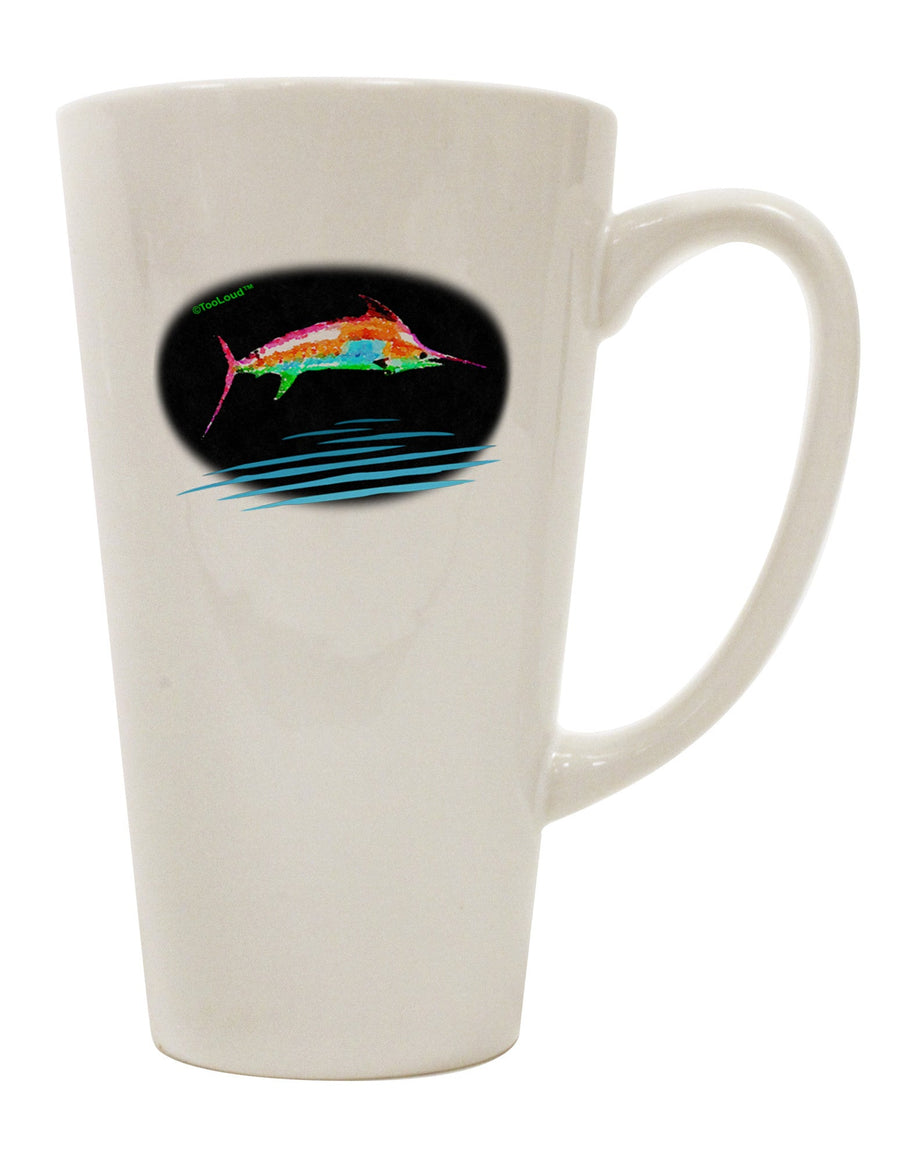 Vibrant Swordfish Watercolor 16 oz Conical Latte Coffee Mug - Expertly Crafted Drinkware-Conical Latte Mug-TooLoud-White-Davson Sales