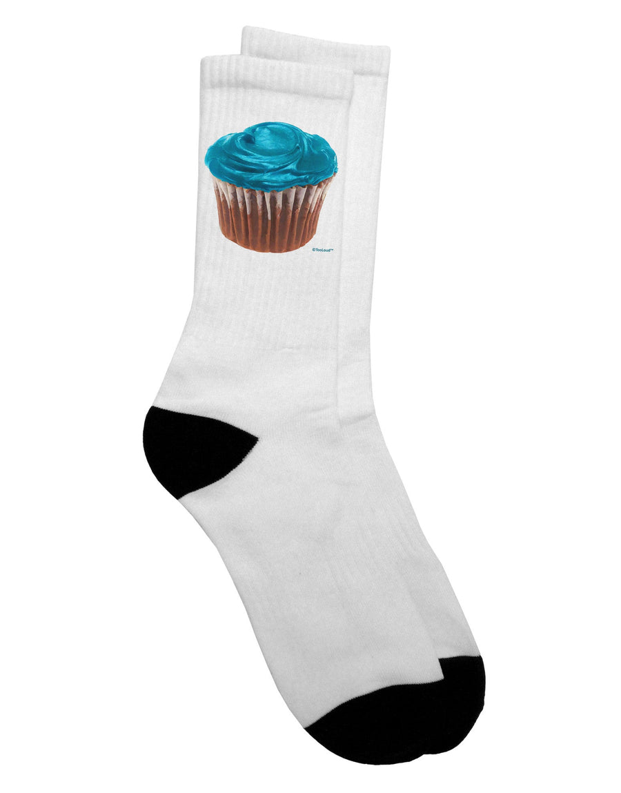 Vibrant Turquoise Cupcake Crew Socks for Adults - Presented by TooLoud-Socks-TooLoud-White-Ladies-4-6-Davson Sales