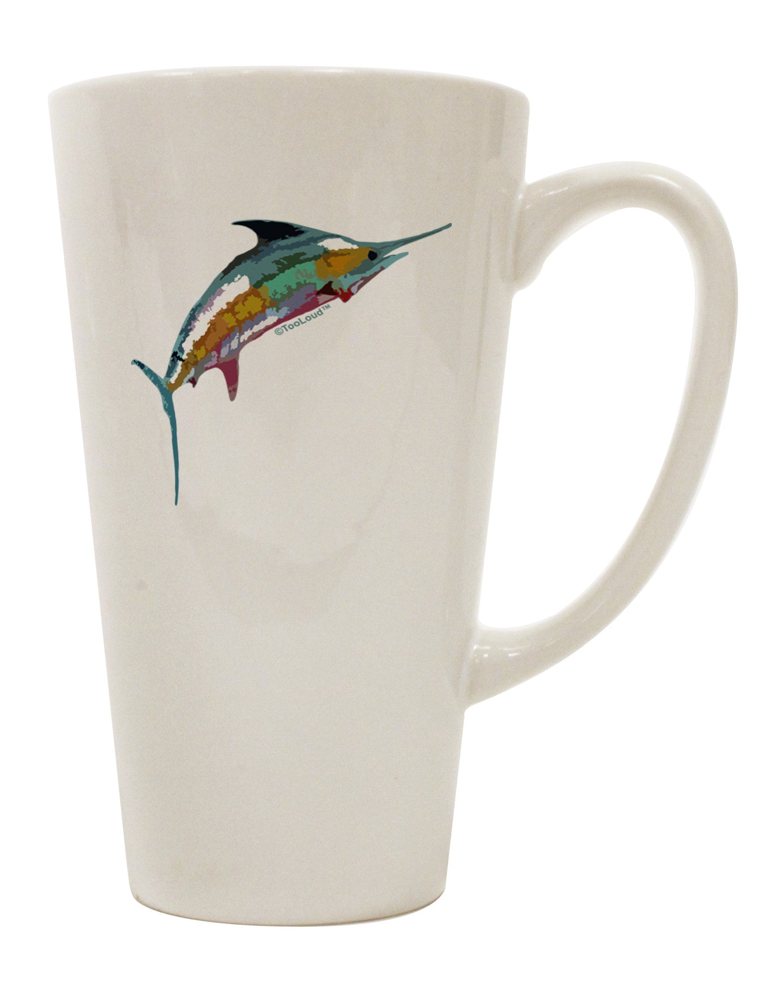 Vibrant Vector Swordfish 16 oz Conical Latte Coffee Mug - TooLoud-Conical Latte Mug-TooLoud-White-Davson Sales
