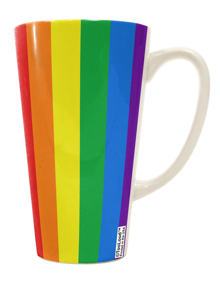 Vibrant Vertical Rainbow Pride Flag 16 oz Conical Latte Coffee Mug - Expertly Crafted by TooLoud-Conical Latte Mug-TooLoud-White-Davson Sales