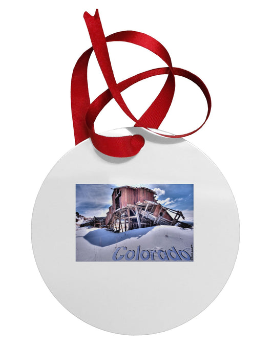Victor Mines Colorado Text Circular Metal Ornament-Ornament-TooLoud-White-Davson Sales