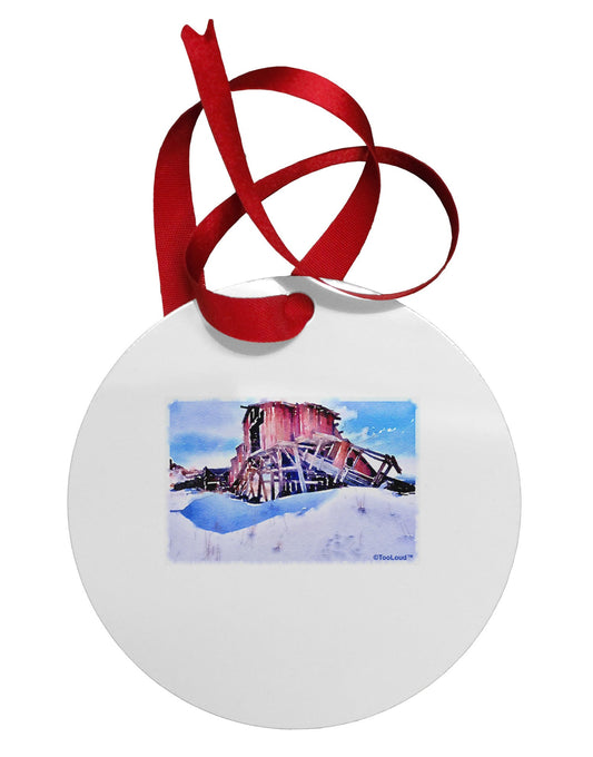Victor Mines Colorado Watercolor Circular Metal Ornament-Ornament-TooLoud-White-Davson Sales