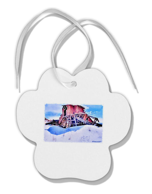 Victor Mines Colorado Watercolor Paw Print Shaped Ornament-Ornament-TooLoud-White-Davson Sales