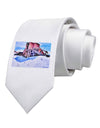 Victor Mines Colorado Watercolor Printed White Necktie