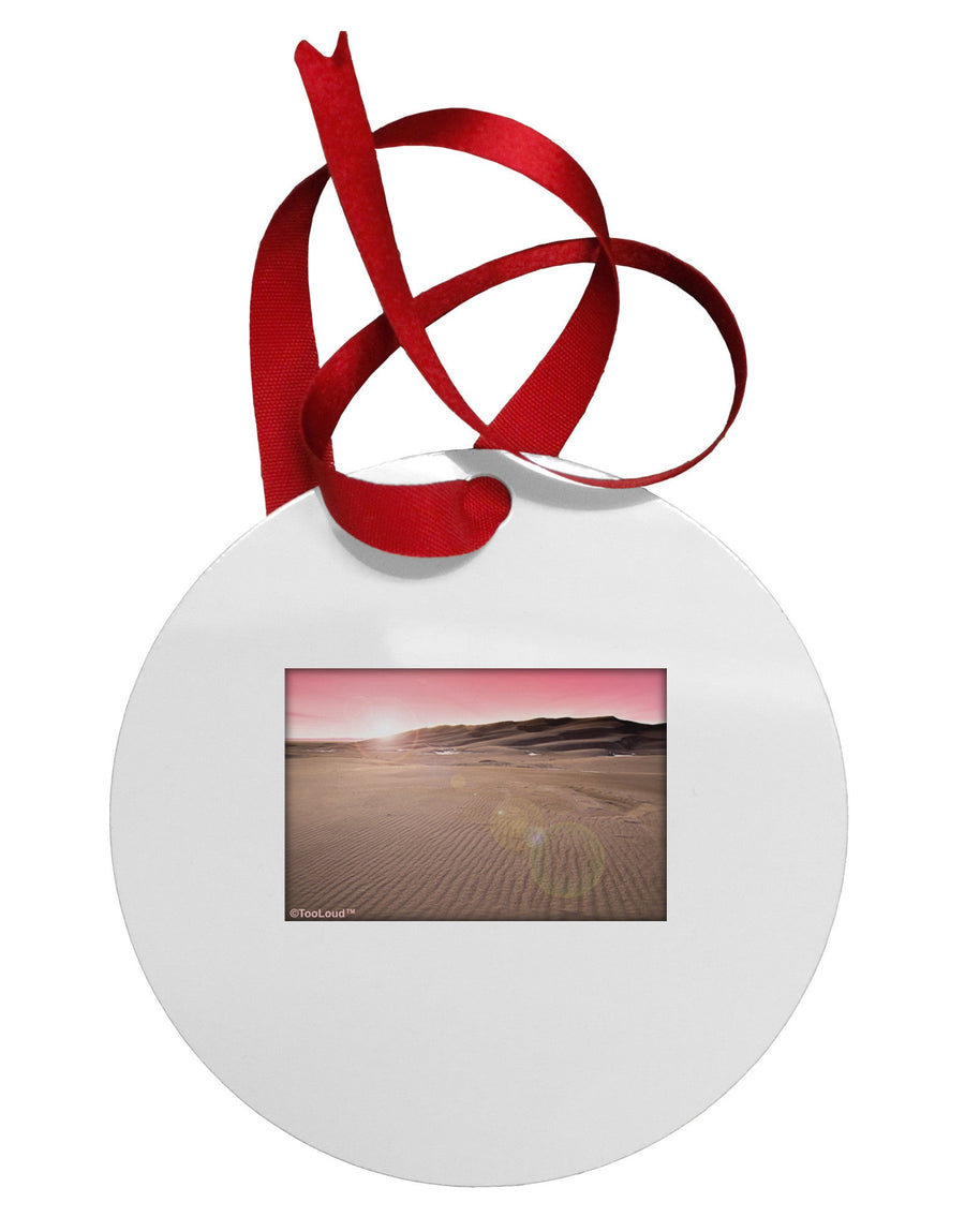 Victor Mines Pink Sunrise Circular Metal Ornament-Ornament-TooLoud-White-Davson Sales