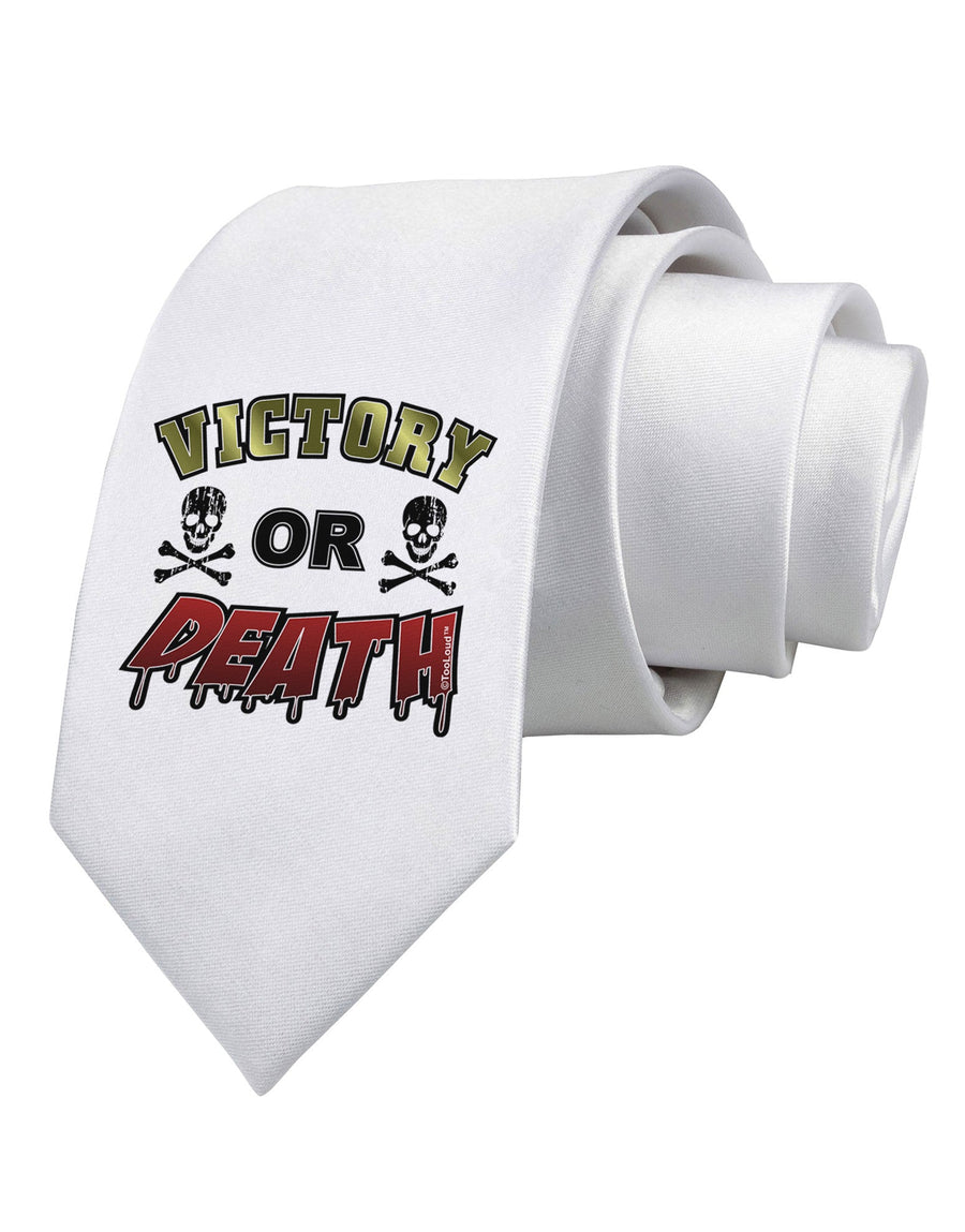 Victory Or Death Printed White Necktie