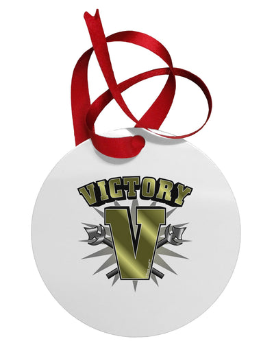 Victory V Circular Metal Ornament-Ornament-TooLoud-White-Davson Sales