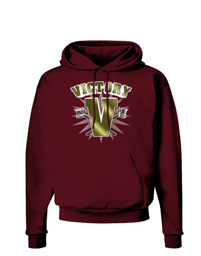 Victory V Dark Hoodie Sweatshirt-Hoodie-TooLoud-Maroon-Small-Davson Sales