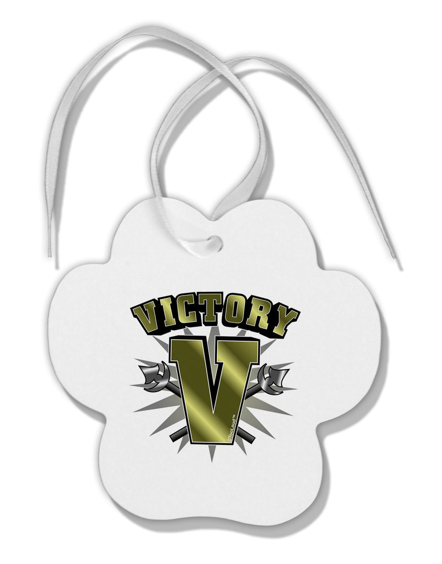 Victory V Paw Print Shaped Ornament-Ornament-TooLoud-White-Davson Sales