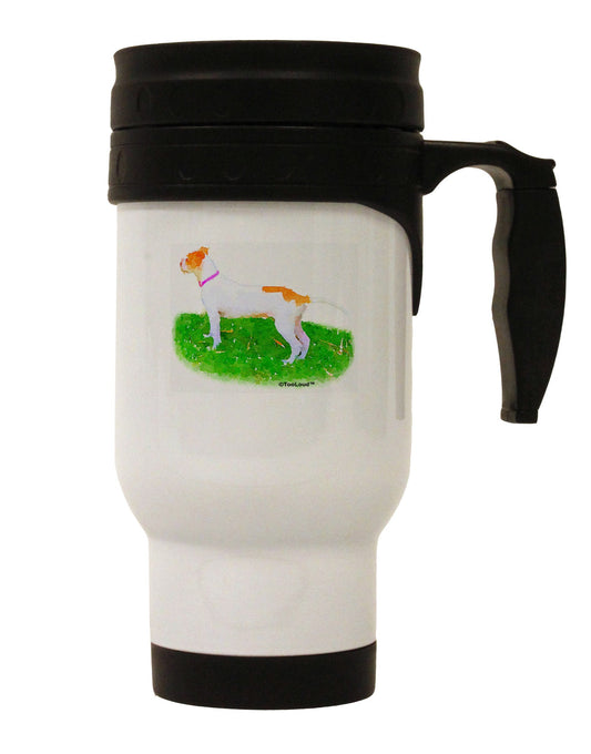 Vigilant Dog Watercolor Stainless Steel 14oz Travel Mug-Travel Mugs-TooLoud-White-Davson Sales