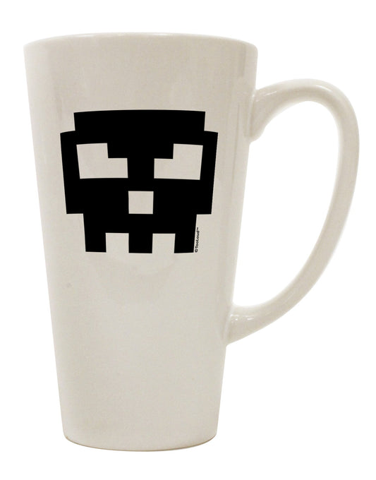 Vintage 8-Bit Skull Conical Latte Coffee Mug - Expertly Crafted Drinkware TooLoud-Conical Latte Mug-TooLoud-White-Davson Sales