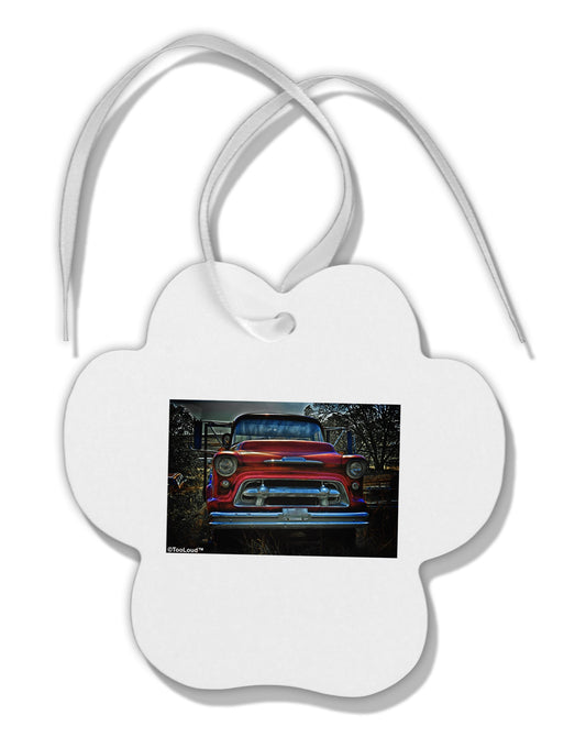 Vintage Truck Paw Print Shaped Ornament by TooLoud-Ornament-TooLoud-White-Davson Sales