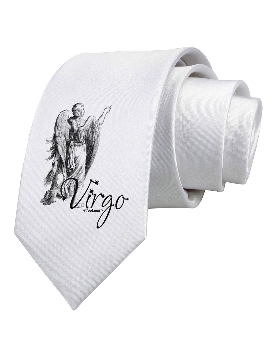 Virgo Illustration Printed White Necktie