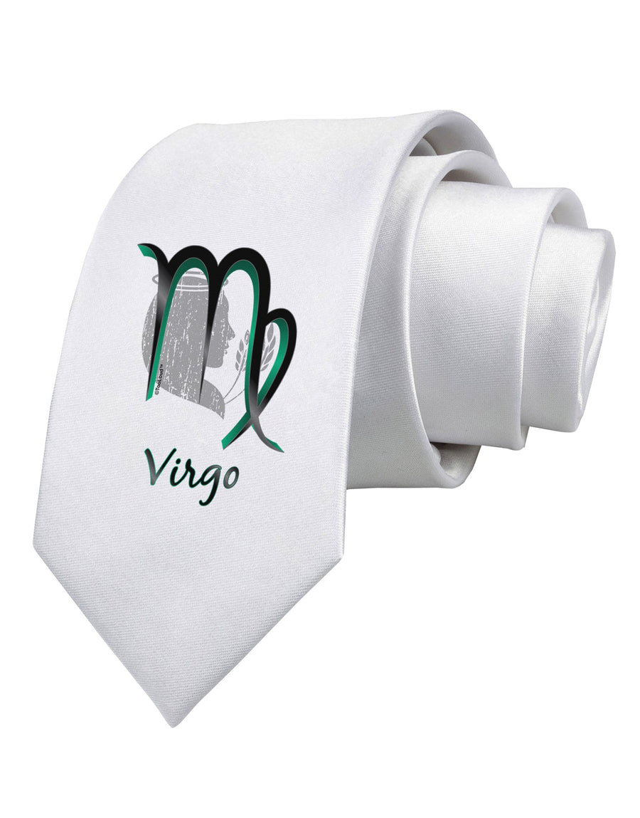 Virgo Symbol Printed White Necktie