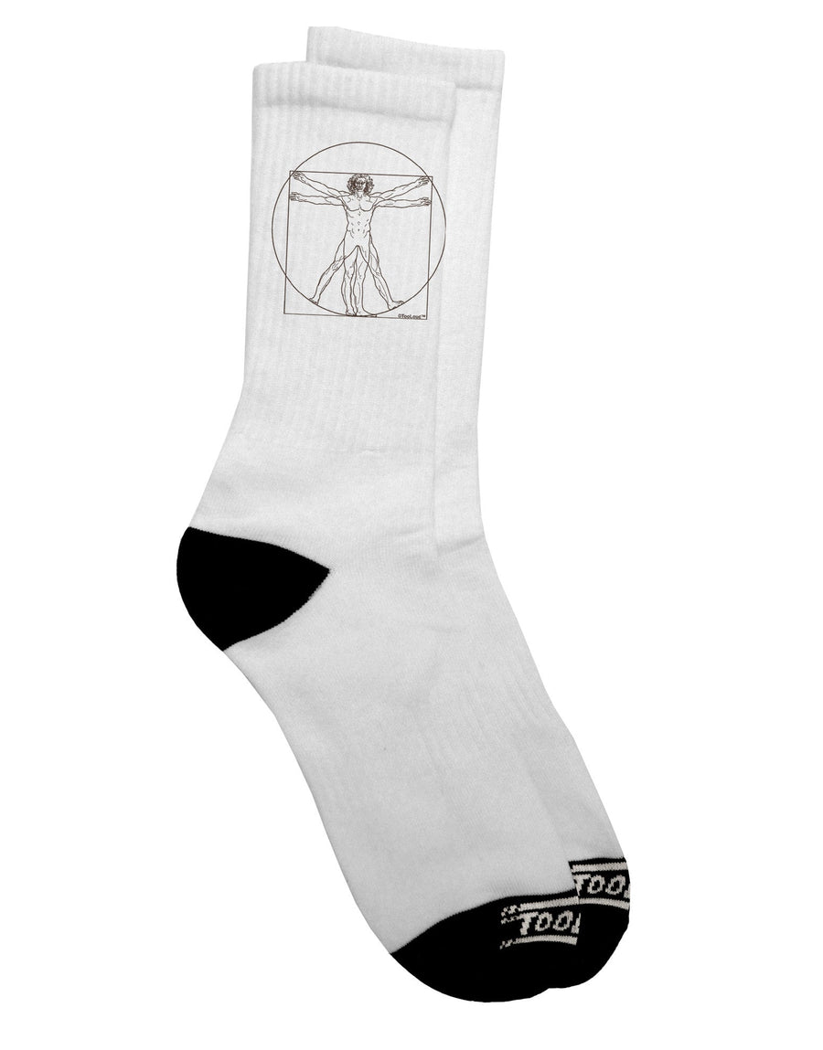 Vitruvian Man Drawing Crew Socks for Adults - Enhance Your Style with TooLoud-Socks-TooLoud-White-Ladies-4-6-Davson Sales