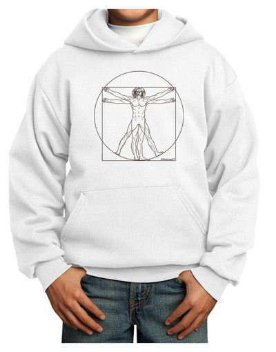 Vitruvian Man Drawing Youth Hoodie Pullover Sweatshirt-Youth Hoodie-TooLoud-White-XS-Davson Sales