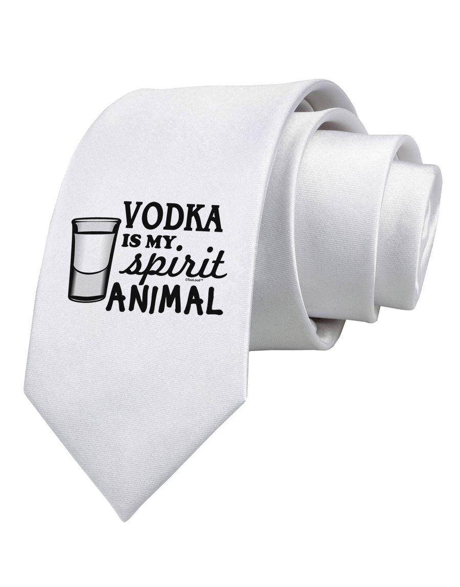 Vodka Is My Spirit Animal Printed White Necktie