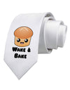 Wake and Bake Cute Roll Printed White Necktie