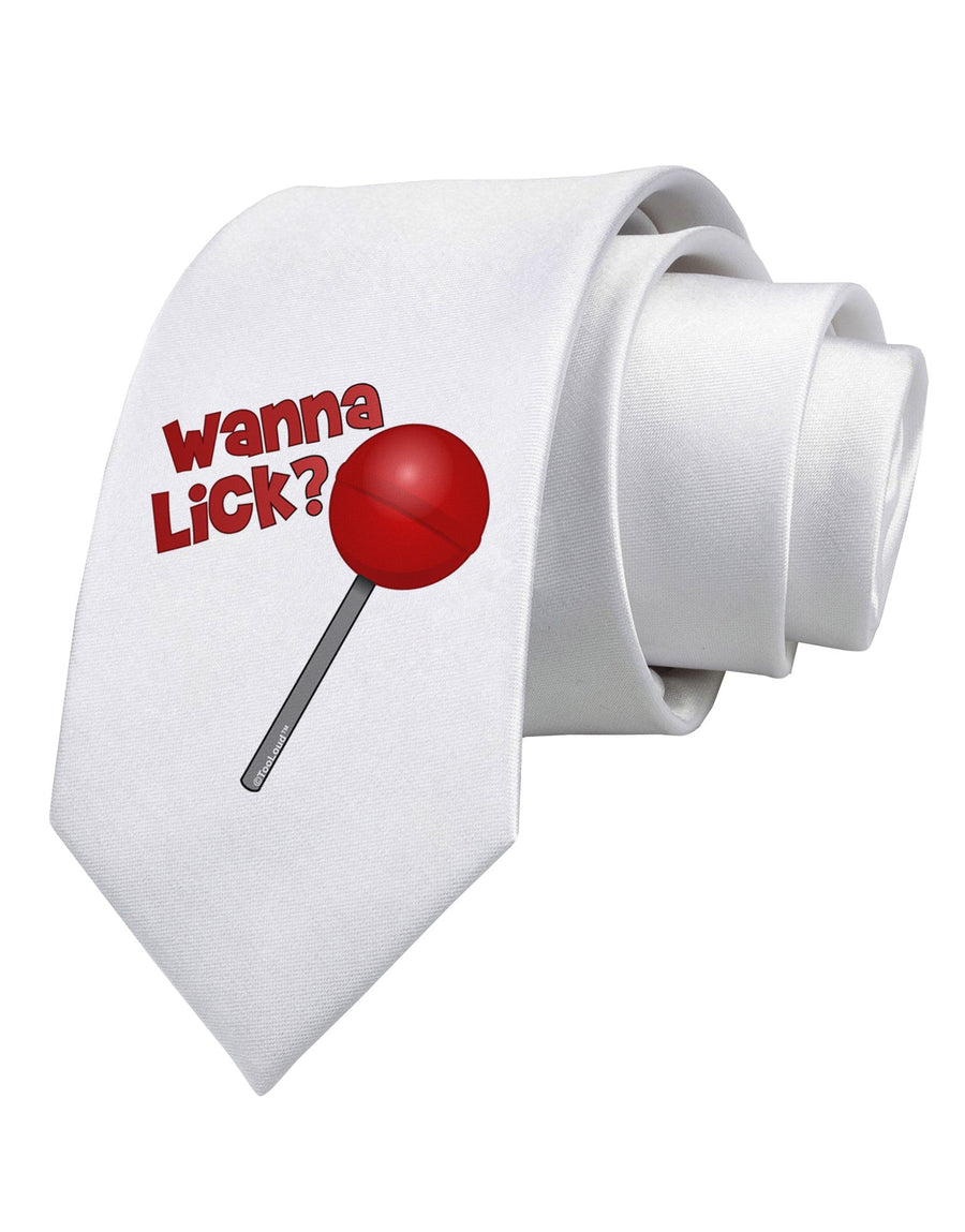 Wanna Lick Lollipop Printed White Necktie