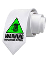 Warning May Contain Alcohol Printed White Necktie by TooLoud