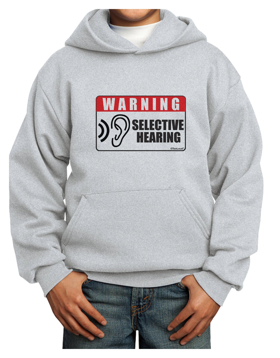 Warning Selective Hearing Funny Youth Hoodie Pullover Sweatshirt by TooLoud-Youth Hoodie-TooLoud-White-XS-Davson Sales