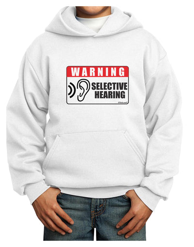 Warning Selective Hearing Funny Youth Hoodie Pullover Sweatshirt by TooLoud-Youth Hoodie-TooLoud-White-XS-Davson Sales