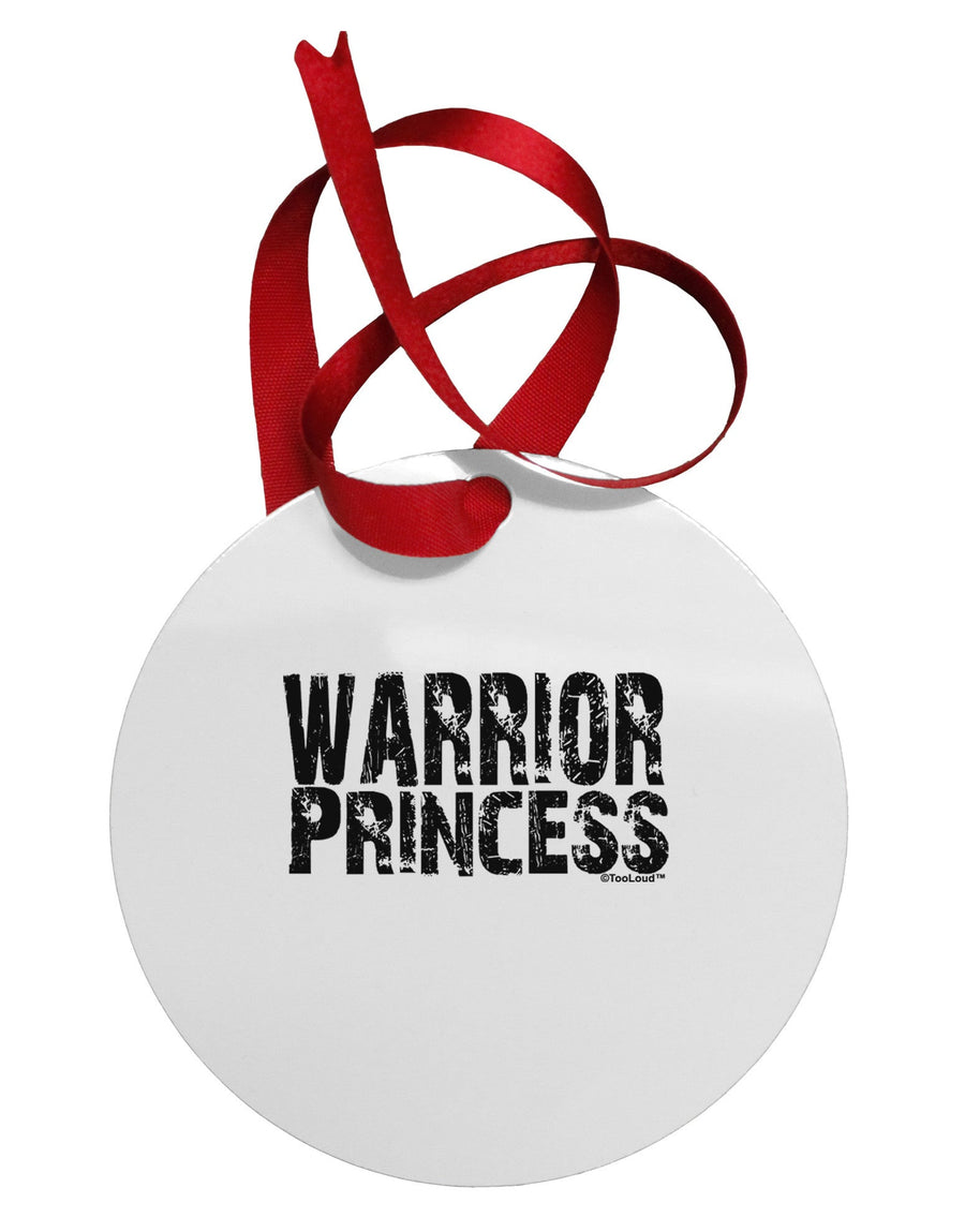 Warrior Princess Black and White Circular Metal Ornament-Ornament-TooLoud-White-Davson Sales