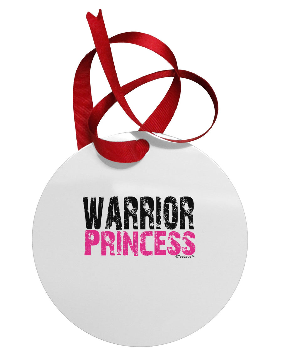 Warrior Princess Pink Circular Metal Ornament-Ornament-TooLoud-White-Davson Sales