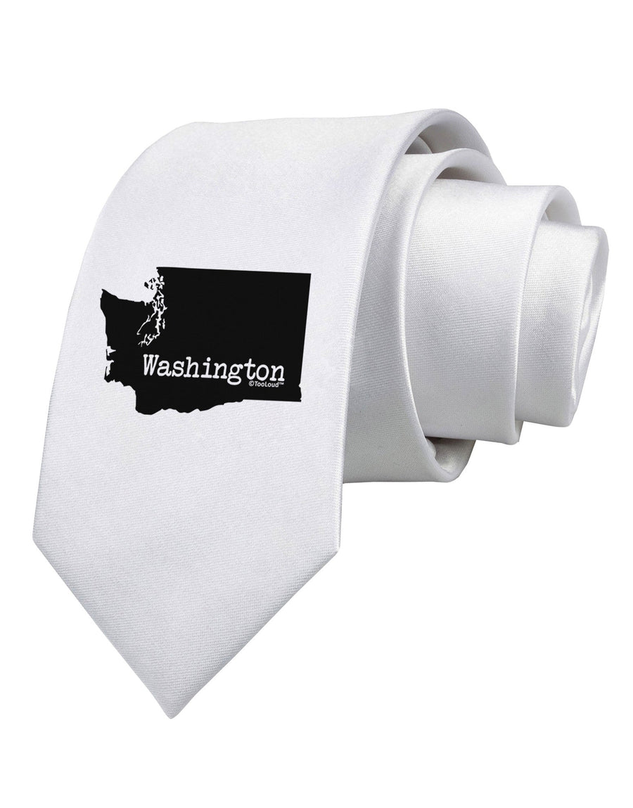 Washington - United States Shape Printed White Necktie