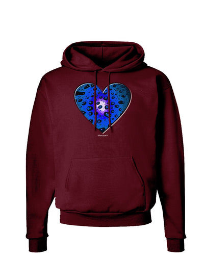 Water Droplet Heart Blue Dark Hoodie Sweatshirt by TooLoud-Hoodie-TooLoud-Maroon-Small-Davson Sales