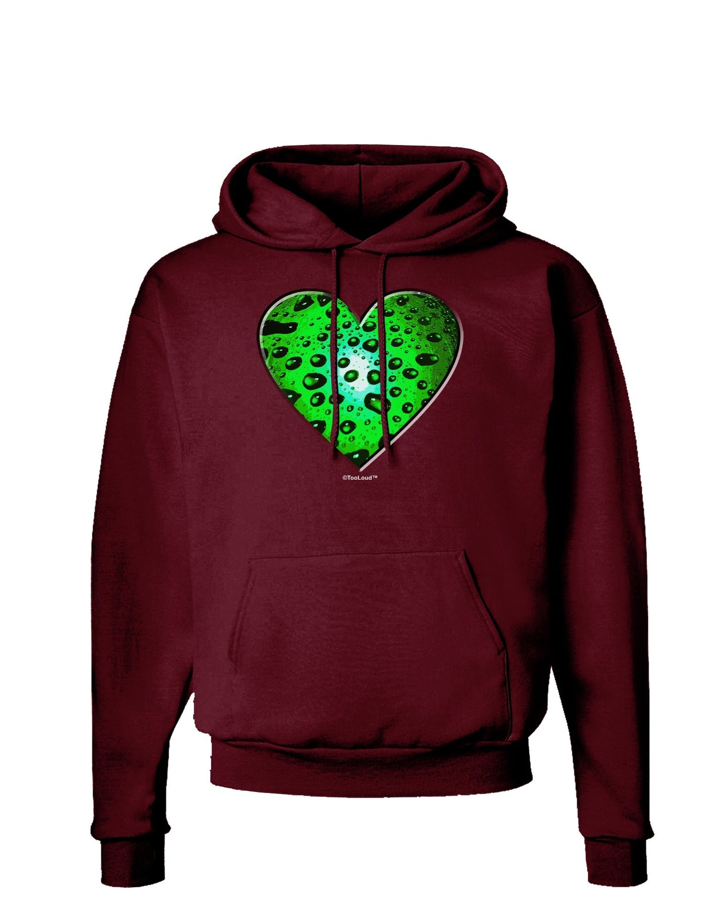 Water Droplet Heart Green Dark Hoodie Sweatshirt by TooLoud-Hoodie-TooLoud-Maroon-Small-Davson Sales
